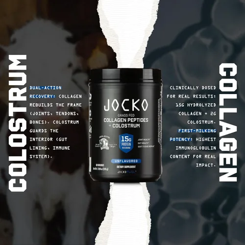 Miniatura 8 de Jocko Fuel Colágeno en polvo con calostro – 0.55 oz de colágeno hidrolizado + 0.07 oz de calostro de primer ordeño – Doble acción para la salud