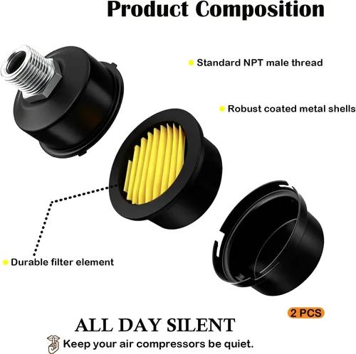Miniatura 4 de 2 silenciadores de compresor de aire de rosca de 1/2 pulgada, filtro de admisión de compresor de aire, accesorios de 0.787 in para generadores