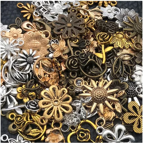 Miniatura 12 de WOCRAFT 100 piezas dijes de Navidad para hacer joyas, dijes surtidos para joyas, brazaletes y pulseras, dijes de metal mixtos a granel al por mayor