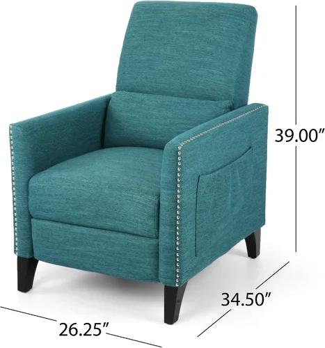 Miniatura 3 de Christopher Knight Home Alexis - Silla reclinable de tela contemporánea, color verde azulado, marrón oscuro
