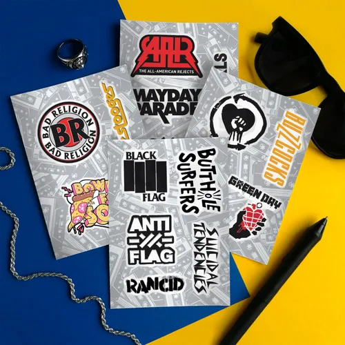 Miniatura 3 de BulbaCraft Pegatinas Punk Rock - Pegatinas de Banda para Adultos, Adhesivos Autoadhesivos e Impermeables, Pegatinas Punk Rock para Laptops