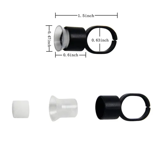 Miniatura 3 de DOWEI 100 anillos de tinta, anillos de pegamento de pigmento microblading con tapas de copas de tinta de esponja, soporte permanente