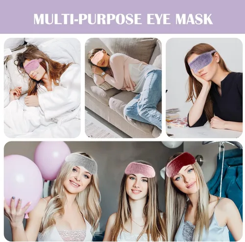 Miniatura 8 de RAYNAG Paquete de 4 mascarillas esponjosas para dormir, con venda suave y sedosa en la espalda, regalos acogedores para mujeres y hombres, viajes