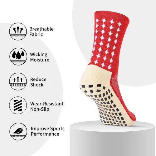 Miniatura 5 de wonhag Calcetines de fútbol para hombre antideslizantes 134 pares de almohadillas antideslizantes para fútbol, baloncesto, deportes con pinzas