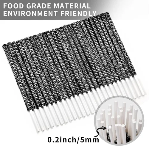 Miniatura 2 de 25 palitos de papel brillantes para tartas, palitos de piruleta con diamantes de imitación con brillantina, soporte para dulces para chocolate, Negro