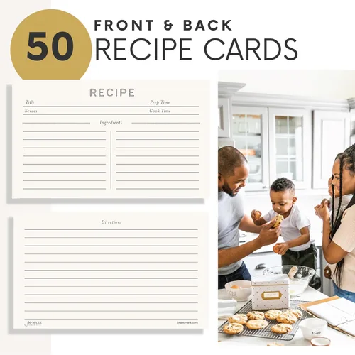 Miniatura 4 de Jot & Mark Caja de regalo para tarjetas de recetas, 50 tarjetas de 4 x 6 pulgadas, 14 divisores, caja de lata decorativa, patrón floral