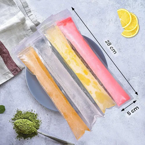 Miniatura 3 de FEBSNOW 200 piezas de bolsas para paletas - Bolsas para moldes de paletas con embudo para yogur, caramelo helado, hielo y favores de fiesta (11"x2")