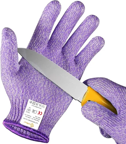 Miniatura 8 de Guantes Evridwear resistentes al corte para niños de 10 a 13 años, guantes de corte con protección de grado alimenticio nivel 5 para cocinar, Gris