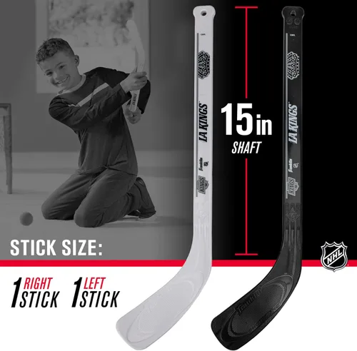 Miniatura 4 de Franklin Sports NHL - Juego de mini hockey para niños, portería de hockey sobre rodilla, pelota + 2 palos, juego de juguetes para interiores