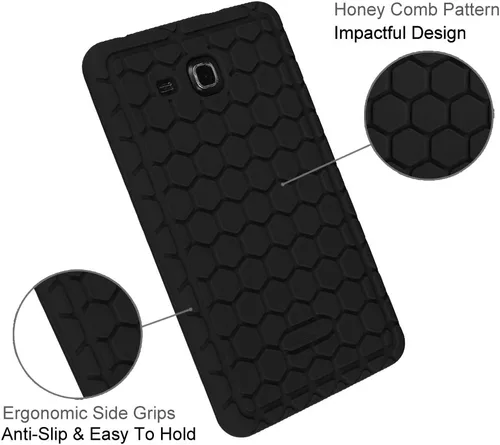 Miniatura 3 de Fintie Funda de silicona para Samsung Galaxy Tab A 7.0, [serie Honey Peine] ligera [antideslizante] a prueba de golpes [apta para niños] para Negro