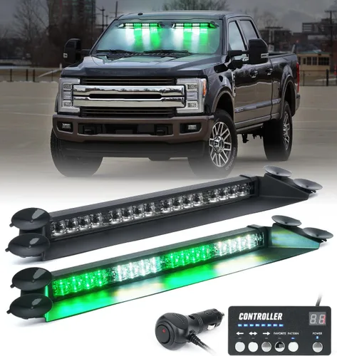 Miniatura 10 de LUMENIX Barra de luces estroboscópicas de emergencia LED para salpicadero con controlador, parabrisas, visera, advertencia de seguridad, luz