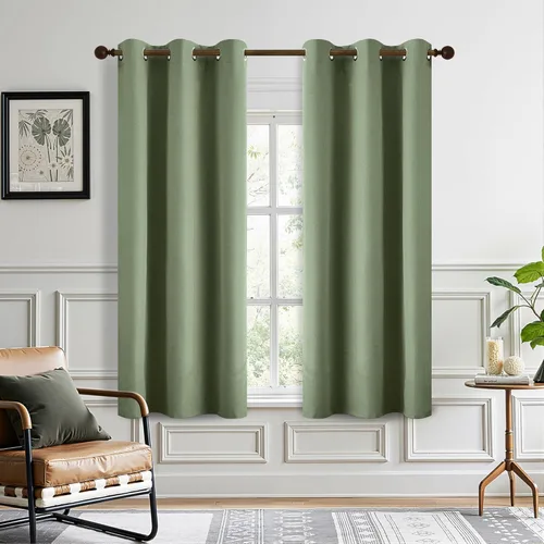 Miniatura 77 de DONREN Cortinas opacas de lino con aislamiento térmico de 52 x 95 pulgadas, cortinas de oscurecimiento de habitación con ojales para dormitorio