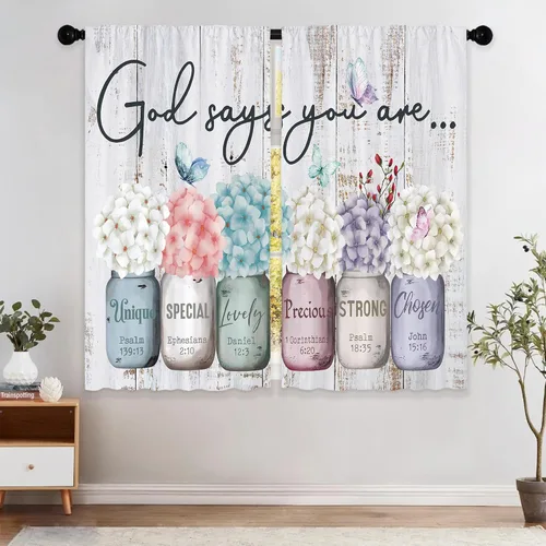 Miniatura 10 de Cortinas de Cocina de Girasol Estilo Granja, Cortinas de Ventana Cortas Pequeñas de Café con Flores Rústicas Florales del Campo, Cortinas de Ventana