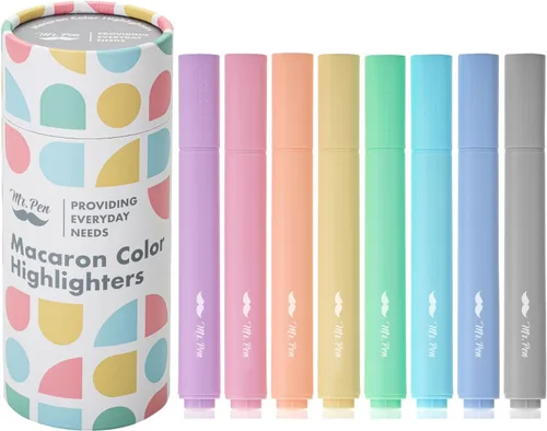 Mr. Pen- Resaltadores, paquete de 8, colores macarrón, resaltadores de colores surtidos | Highlighter Set, Pastel Highlighters, Highlighter Pens,