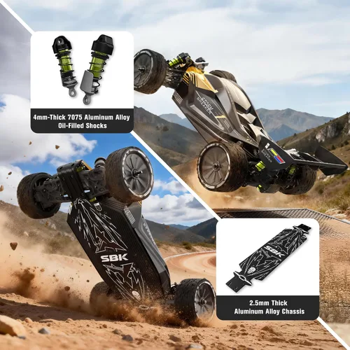 Miniatura 5 de RLAARLO 1/10 Coches RC sin escobillas, RTR Monster Truck, 4 × 4 RC Buggy, MAX 50+ MPH, 4WD, impermeable, fibra de carbono, negro, a partir de 14 años