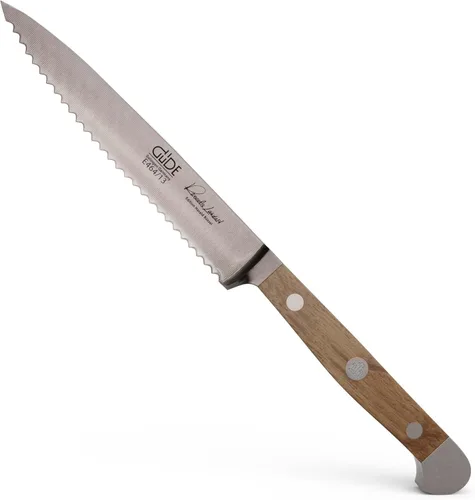 Güde Alpha Barrel Oak Series - Cuchillo de tomate de 5 pulgadas - Fabricado en Solingen, Alemania desde 1910 - Madera de roble rara, más de 80 años