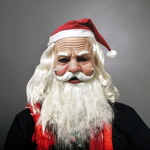 Miniatura 5 de Máscara vieja de barba blanca de Navidad, Santa Claus realista para mujeres, disfraz de Halloween, Navidad, abuela, abuelo, anciana, anciana