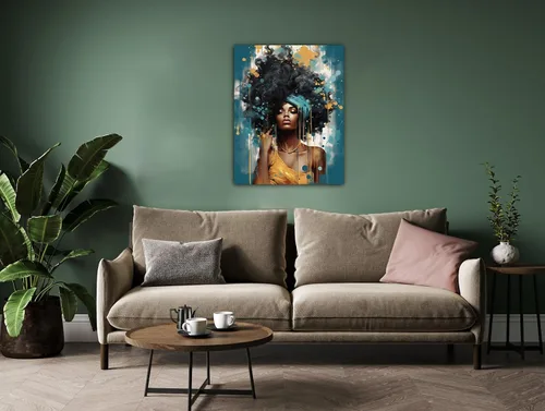 Miniatura 156 de Arte de pared afroamericano, decoración de rey y reina bailarín negro para sala de estar, arte de pareja de amor negro para dormitorio, lienzo