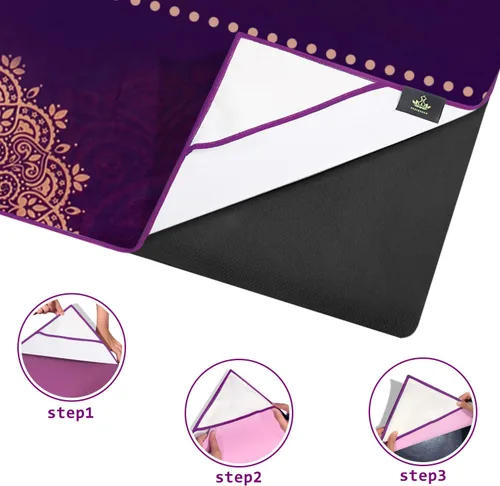Miniatura 4 de Heathyoga, Toalla de yoga con diseño exclusivo de bolsillos en las esquinas de microfibra 100%, ideal para yoga, pilates y entrenamiento físico