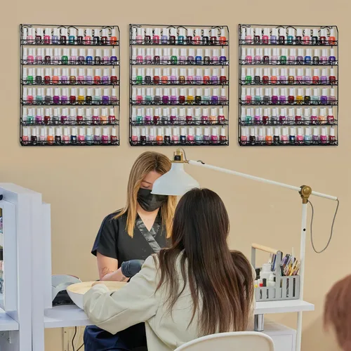 Miniatura 2 de AMT - Estantes metálicos para esmalte de uñas para pared, exhibición de esmalte de uñas transparente, organizador de aceites esenciales Young