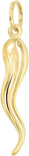 Lucchetta - Colgante grande de cuerno italiano de 14 quilates, regalo de buena suerte, talismán Dijes de 14 quilates para collares (hasta 0.157 in)