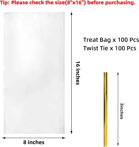 Miniatura 2 de Morepack Bolsas de celofán de 8 x 16 pulgadas, 100 bolsas de regalo de celofán transparente para botellas de vino