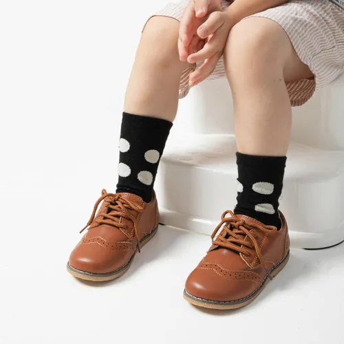 Miniatura 4 de Casazoe Zapatos Oxford de piel sintética para niños y niñas, zapatos de vestir de boda para niños pequeños, con cordones y suela de textura