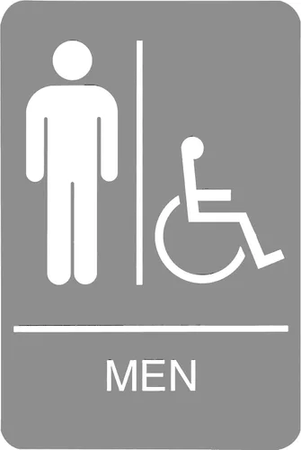 Miniatura 10 de Headline Letrero con texto en inglés "Ada", símbolo táctil accesible para hombres/sillas de ruedas, plástico, 6 x 9, negro/blanco