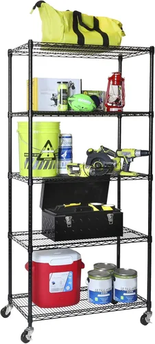 Miniatura 12 de Seville Classics UltraDurable Unidad de Almacenamiento de Estante de Alambre de Acero Sólido NSF de Servicio Pesado, Organizador para Garaje, Negro