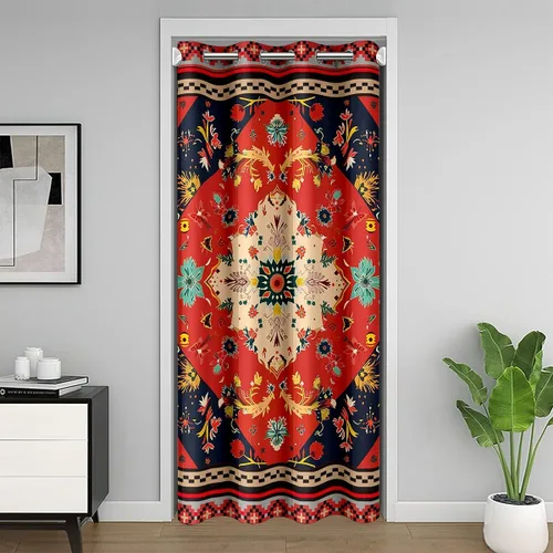 Miniatura 9 de Erosebridal Cortina de puerta de teñido anudado, cortina opaca bohemia, cortina exótica abstracta en espiral, elegante cortina hippie para puerta