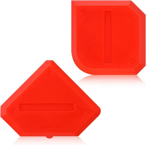 Outus Juego de 2 herramientas de calafateo, herramienta de sellado de silicona y lechada para pisos de cocina y baño, color rojo