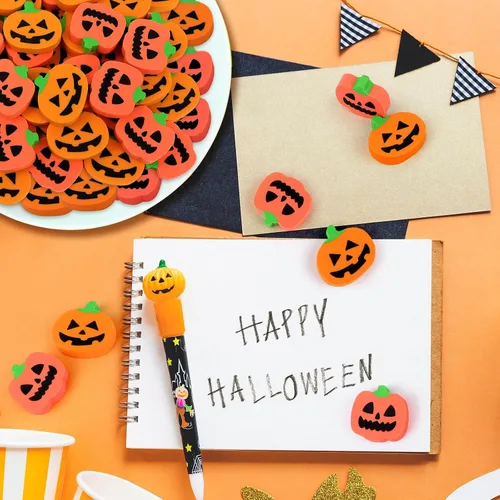Miniatura 6 de 48 borradores de calabaza de Halloween para niños, lindos borradores novedosos, borradores de lápiz, recompensas de tareas, estudiantes, premios
