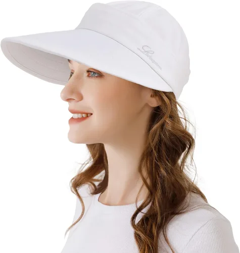 Miniatura 6 de Sombrero de sol para mujer, 2 en 1, con cremallera, protección solar, visera de playa, sombrero de golf plegable
