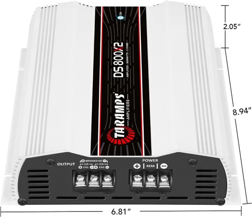 Miniatura 6 de Taramps DS 800x2 2 ohmios 800 vatios RMS 2 canales 400 x 2 vatios RMS, rango completo clase D, paso alto y bajo crossover fijo, puente, amplificador