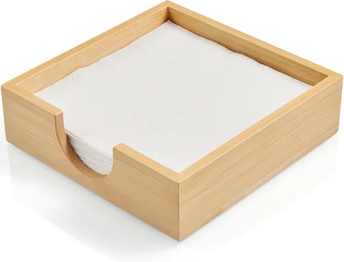 Miniatura 13 de Servilletero de madera de acacia para mesa, servilleteros para servilletas de papel, servilletero plano para almuerzo, servilleteros para decoración