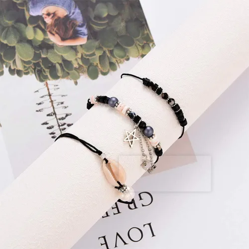 Miniatura 4 de JOYA GIFT Handmade Adjustable Wrap Bracelet Bohemian String Braided Beads Anklets Gifts for Women Girls