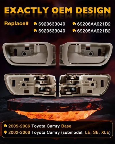 Miniatura 3 de Juego de manijas de puerta exterior e interior, compatible con Toyota Camry 2002-2006, interior y exterior beige delantero y trasero izquierdo