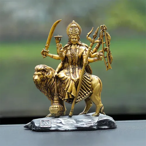 Miniatura 3 de Artarium Shri Durga MATA Idol Estatua antigua Sherawali MATA Shri Vaishno Devi Maa Durga MATA Idol para tablero de automóvil y decoración
