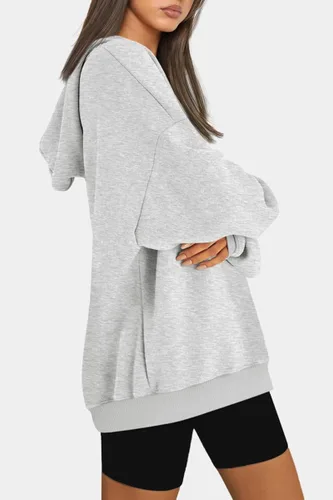 Miniatura 3 de Trendy Queen Sudaderas con capucha de vellón de gran tamaño para mujer, cómodas, casuales, sueltas, ligeras, ropa de otoño e invierno