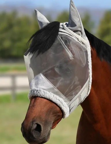 Harrison Howard CareMaster - Máscara para mosca de caballo, malla fina con protección UV con lana extra suave al tacto en la piel, luz de luna,