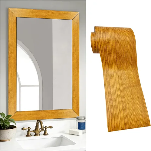 Miniatura 15 de DESOMINOR Borde negro de 32 pies para despegar y pegar, borde de madera negra, extraíble, impermeable, marco de espejo de baño