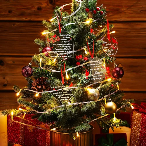 Miniatura 7 de Red Cardinal - Adornos conmemorativos acrílicos transparentes, regalos de Navidad en el cielo y condolencias por la pérdida de un ser querido