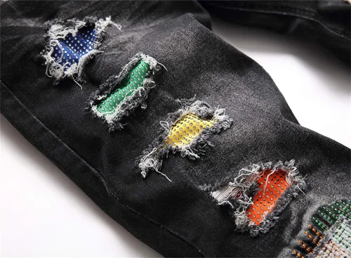 Miniatura 4 de AITITIA Jeans elásticos de ajuste regular rasgados para hombre