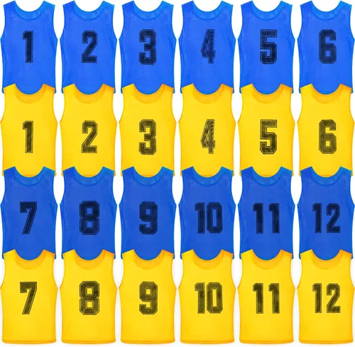 Miniatura 8 de Vabean Paquete de 24 Chalecos de Malla de Nailon para Práctica de Equipo Scrimmage Petos Camisetas Chaleco de Entrenamiento para Deportes de Adultos