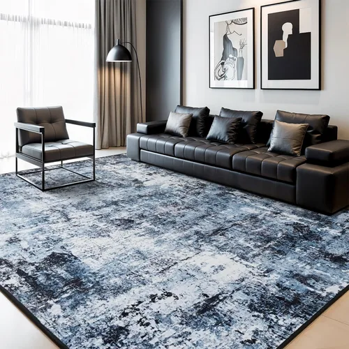 Miniatura 9 de Rugflix Alfombras de área de 8 x 10 pies para sala de estar, alfombra grande lavable, resistente a las manchas, pelo bajo, alfombra oscura moderna