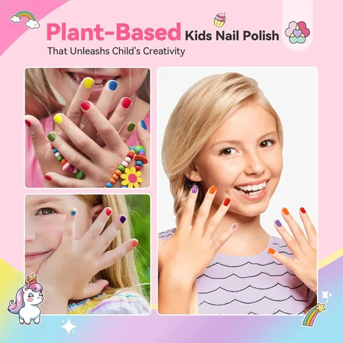 Miniatura 3 de SAVILAND Glamkids - Juego de esmaltes de uñas para niños: 12 colores de secado rápido, no tóxico, para niños pequeños, esmalte de uñas despegable a