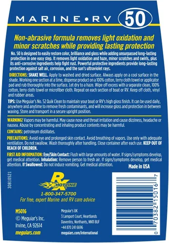 Miniatura 4 de Meguiar's Cera limpiadora marina/RV de un solo paso M5016 - Cera de grado profesional para botes y autocaravanas, limpiadora, pulidora y protectora