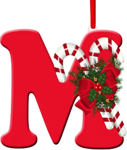 Miniatura 18 de Colgante de decoración para árbol de Navidad de 26 letras, adornos de árbol de Navidad, adornos de Navidad personalizados, decoración de Navidad