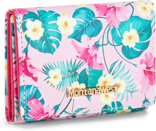 Miniatura 11 de Montana West Billetera pequeña de triple pliegue para mujer, con bloqueo RFID, carteras minimalistas con ventana de identificación, Beige