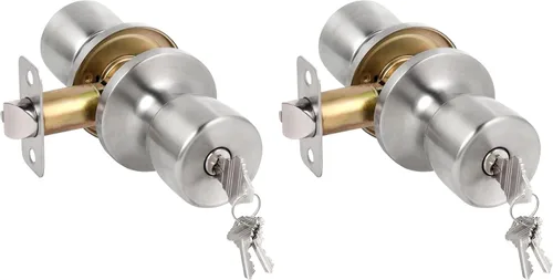 HOSOM Pomo de puerta con cerradura y llave, perilla de entrada con llave, cerradura exterior e interior para puerta delantera, área comercial y